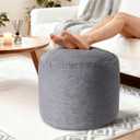 Pouf Ottoman Foot Rest, Comfortable & Soft, Round Footstool for Living Room, Bedroom, Office, Room Decoration, Corduroy Foot Stool Pouf with Odorless & Anti-Clump Filling, Small Dark Grey