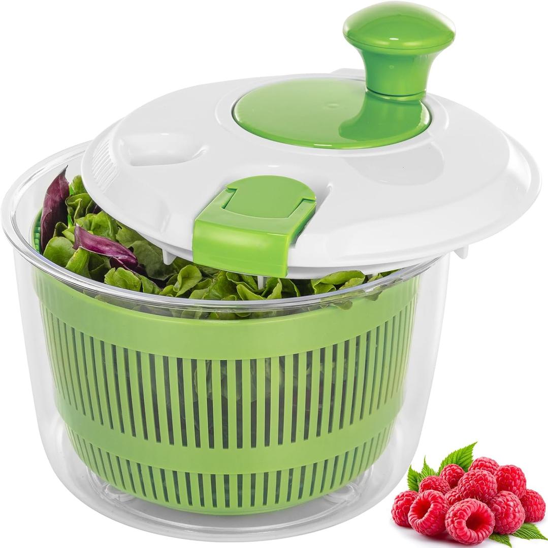 Salad Spinner, Fruit and Vegetable Washer, Spin and Dry Salad Greens, 3 QT Lettuce Spinner with Bowl and Mesh Basket