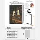 Vintage Halloween Two Cute Ghosts Library Wall Art Ghost Reading Book Canvas Posters Whimsical Goth Dark Academia Horror Prints Decor For Living Room Bedroom8x12inch black framed (style-5)