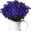 Waydress 32 Pieces 27 Inches Artificial Orchid Flowers Faux Orchids Silk Flowers for Wedding Dinning Home Restaurant Decoration Bridal Bouquet Corsage Boutonniere Wreath Decor (Blue-Purple)