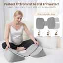 30Adjustable Pregnancy Pillow Portable Travel Maternity Pillow Wedge with Washable Cover, Relief Back, Belly & Hip Pressure, Ideal for Side Sleeping Pregnant Women
