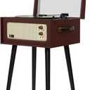 Arkrocket Discovery II 3-Speed Bluetooth Record Player Retro Console Turntable with Built-in Speakers and Removable Legs (Brown)