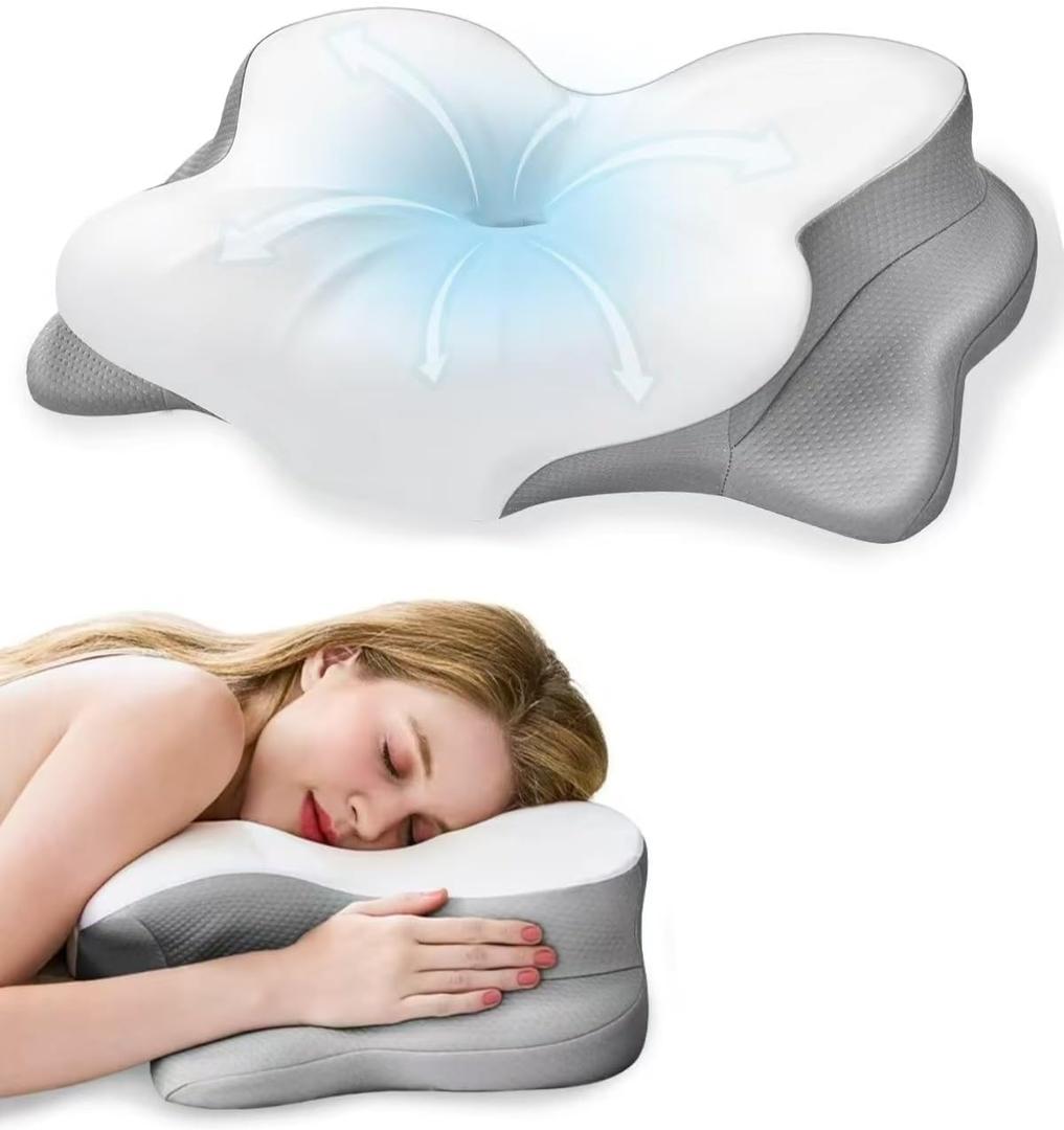 Cervical Neck Pillow, Ergonomic Memory Foam Pillow for Neck Pain Relief with Dual-Height Design, Breathable Cover, Neck Support for All Sleepers