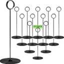 Gray Bunny Metal Table Number Holders, 12 Pack, 8 in Tall, Black, Card Holders Tabletop Table Number Stands, Wire Clip for Restaurants Recipe Place Card Signs, Weddings, Banquets, Pictures