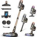 PEDOOLO Cordless Vacuum Cleaner, Upgraded 650W 55KPA 70Mins Vacuum Cleaners for Home, Self-Standing Stick Vacuum, Wall Mount Charge & Touch Screen, Anti-Tangle for Pet Hair Carpet Hardwood Floor Car