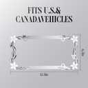 Flower Bling License Plate Frame Tag Holder Cover  Cute Girly Car Accessory for Women, 3D Shining Chrome Painted Zinc Alloy Metal, Trendy and Rust-Resistant Design, Fits US & Canada