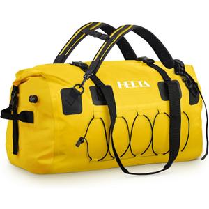 HEETA Waterproof Duffel Bag Motorcycle Dry Bag Backpack, 60L/80L Extra Large Rolltop Travel Duffle Bags with Straps & Handles for Kayaking Rafting Boating Canoeing Camping Gym Beach Cruise Ship (Yellow)