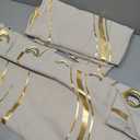 MYRU 2 Panels Set Foil Print Striped Curtains for Living Room Bedroom (Beige and Gold, 2 x 54Wx84L)
