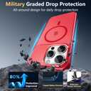 Innaght Magnetic for iPhone 15 Pro Case with Stand,Compatible with MagSafe,Rugged,Heavy Duty,Protective case Kickstand,[Built-in Invisible Stand],Red