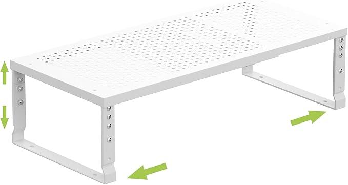 Jojocross Expandable Cabinet Shelf Organizer Storage Spice Rack Shelves for Kitchen Stackable Adjustable Pantry Cupboard Bathroom Countertop Desktop(1Pack/White/Largewith Hole)