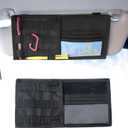 1 PC Car Sun Visor Storage Bag, Pen Carabiner Card File Multifunctional Pocket Organizer, Nylon Sports and Leisure Outdoor Sports Storage Bag, Universal for Car Sun Visor Accessories (Black)