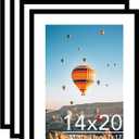 JCJMY 14x20 Picture Frame Set of 4 with 11x17 Mat, Display Photo 11x17 with Mat or 14 x 20 Without Mat, Wall Hanging Large 14 by 20 Poster Frame with Plexiglass, 4 Pack, Black