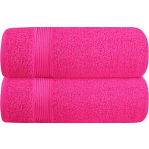 Belizzi Home Cotton 2 Pack Oversized Bath Towel Set 28x55 inches, Large Bath Towels, Ultra Absorbant Compact Quickdry & Lightweight Towel, Ideal for Gym Travel Camp Pool - Hot Pink