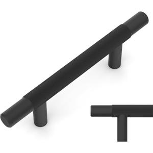 Amerdeco 10 Pack Matte Black Knurled Cabinet Pulls 3 Inch Hole Centers Kitchen Cabinet Solid Handles Hardware Kitchen Handles for Cabinets Handles IH0006