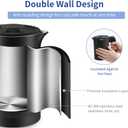 0.6L Small Electric Kettles Stainless Steel, Travel Mini Hot Water Boiler Heater, Double Wall Cool Touch Portable Teapot, Auto Shut-Off & Boil-Dry Protection, 120V/800W (Black)
