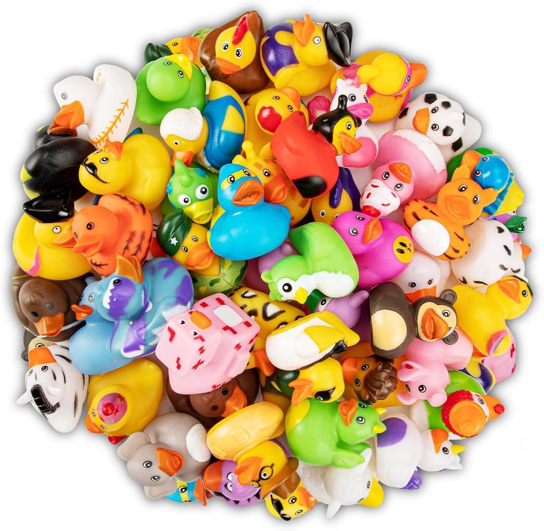 30 Pcs Rubber Ducks, Random Assortment Mini Rubber Duck Toys, Assortment Duckies for Jeeps Ducking, Bulk Floater Duck Bath Toys, Easter Basket Stuffers, Birthday Gifts, Holiday Party Favors