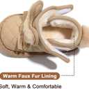 Toddler Girl Snow Boots with Bunny Ear - Warm Fur-Lined Ankle Boots - Non-Slip Winter Kids Shoes (Brown)