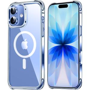 3 x Mkeke Magnetic Clear Case for iPhone 17, Compatible with MagSafe, Military-Grade Protection, Phone Bumper 6.3 inch 2025