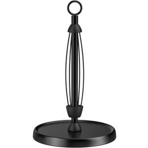 Black Paper Towel Holder Countertop, One-Handed Tear, Stainless Steel, Weighted Base, Ring Paper Towel Holder Stand with Ratchet System for Kitchen Farmhouse Essentials Decor
