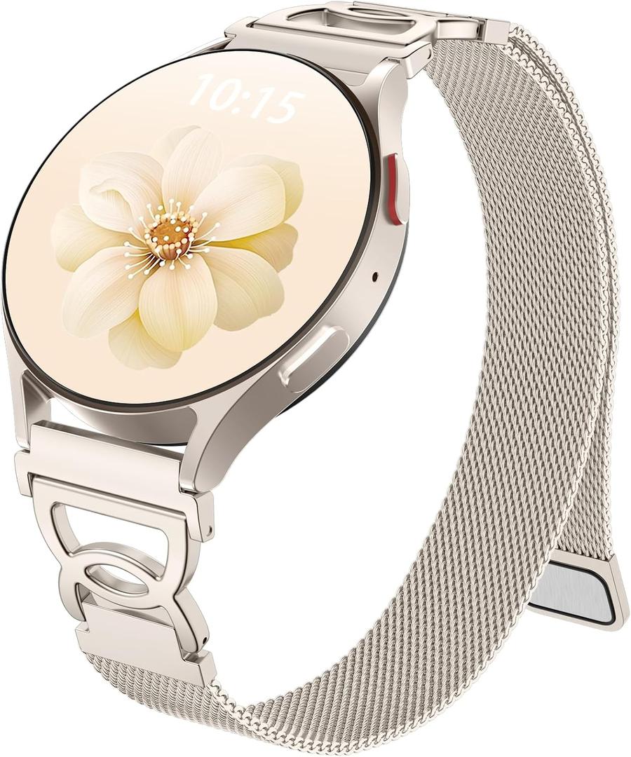 Adorve Slim Metal Strap Compatible with Galaxy Watch 7 Band, Galaxy Watch 6 Band, 5/4/FE/Pro/Classic/Active 2, 20mm Replacement Strap for Samsung Watch Bands for Women