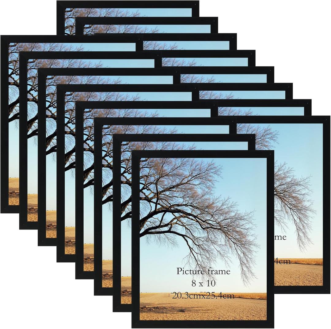 Giftgarden 8x10 Picture Frame Black Set of 16, Lightweight 8 by 10 Photo Frames Bulk for Gallery, Office, Living Room Wall Hanging and Tabletop Display
