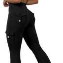 RXRXCOCO Women 2 Piece Workout Sets Flare Leggings with Pockets Butt Lifting High Waisted Cargo Gym Yoga Sets Pilates Outfits (Black, S)