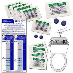 Flow Gauge Measuring Bag & Toilet Leak Detecting Tablets. Water saving for shower and faucet. 12 Dye tablets for bathroom Toilet Leak Detecting detect silent leaks