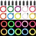 Hortsun 15 Pack El Wire Portable Neon Lights Cuttable Neon Glowing Strobing Electroluminescent Battery Powered LED Lights Glow in The Dark Costume with Battery Pack for Party(2 Meter)