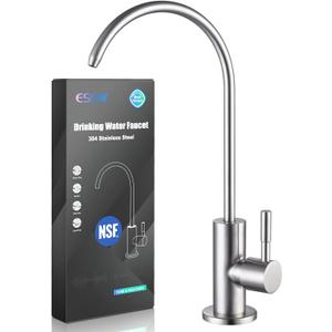 ESOW Kitchen Water Filter Faucet, 100% Lead-Free Drinking Water Faucet Fits Most Reverse Osmosis Units or Water Filtration System in Non-Air Gap, Stainless Steel 304 Body Brushed Nickel Finish