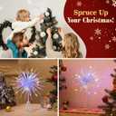 Lewondr Christmas Snowflake Tree Topper, 12.2in Xmas Tree Topper with Glittered Epoxy & 30 Colorful LED, Remote&USB Powered Snowflake Treetop, Xmas Decor for Home Party, 6H Timer&8 Modes, Silver White