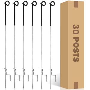 41" Systems Pig Tail Step-in Electric Fence Post for Livestock,30Pcs Black