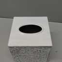 Country Chic Modern Farmhouse Tissue Box Holder, Decorative Metal Tissue Cover, Rustic Square White Style (Upright)