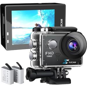 WiFi Sports Camera 4xZoom Action Camera 40m/131ft Underwater Waterproof with 2 X1050 mAh Batteries and Multi-Function
