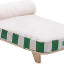 Elevated Cat Bed Pet Cushion Soft Raised Nests Kennel Pad with Removable Mattress for Outdoor Sofas Chairs Floors Indoor, Green and White