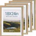 18x24 Poster Frame 4 Pack, 16x20 Mat, Natural Wood, for Picture