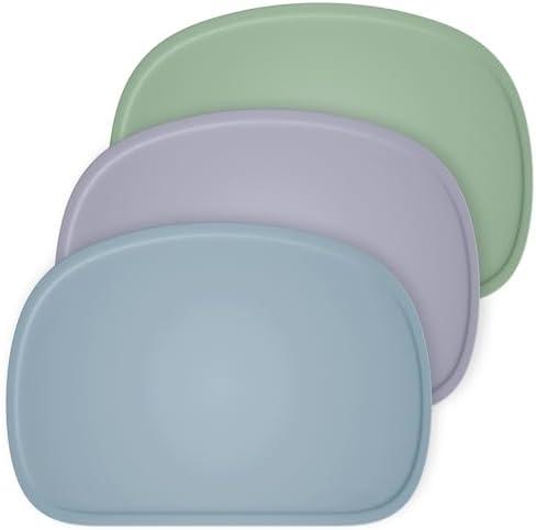 Cuddle Campus Set of 3 Silicone Placemats with Raised Edges for Kids,Toddlers,Babies, Non-Slip Dinning Table Mat, Baby Eating Mat, Food Mat Set 2