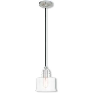 Livex Lighting 40606-91 Contemporary Modern One Light Art Glass Mini Pendants Collection in Pwt, Nckl, B/S, Slvr. Finish, Brushed Nickel