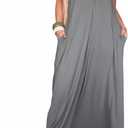 CHICME Women's V Neck Sleeveless Two Way Wear Maxi Dress 2026 Flowy Casual Summer Dresses Without Belt (Gray), XL