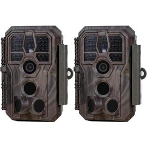GardePro E5S 2-Pack Trail Camera (Non-Cellular, Non-WiFi), 64MP Photo & 1296P HD Video, 0.1s Trigger, 100ft No-Glow Night Vision, Motion Activated Wildlife Camera