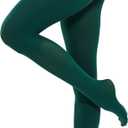 CozyWow Run Resistant 80D Soft Solid Color Semi Opaque Footed Tights High Waist(XS, Forest Green)