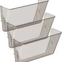 Clear Acrylic Single Pocket, Plastic Hanging Wall Mount File Holder for Office Home (Gray, pack3)