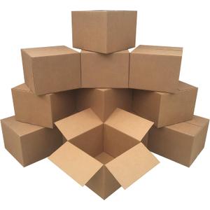 Amazon Basics Cardboard Moving Boxes for Packing and Shipping, Large Size, 20" x 20" x 15", Brown, 12-Pack