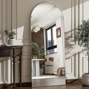 57" x 20" Arched Full Length Mirror - Wall Mounted/Floor Mirror Aluminum Alloy Frame Full Body Mirrors for Bathroom Living Room Bedroom and Entryway,Sliver