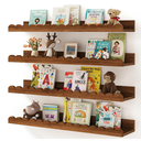 Shario Nursery Book Shelves, 4-Pack White Floating Shelves for Wall Kids, Scalloped Shelves, Wall Book Shelves for Bedroom Kids, Toddler Room, Baby Room, Nursery Decor
