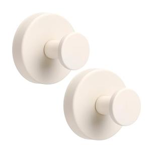 Fenas Suction Cup Hooks for Shower No-Drill Bathroom Hooks for Towels, Robes, Loofah Mountable on Bathroom Walls, Kitchen, Glass, Mirrors, Tile and Smooth,Non-Porous Surfaces (2, Milk White)