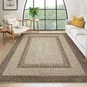 9x12 Living Room Rug Large Washable Rug Non Slip Boho Accent Braided Print Carpet Indoor Throw Floor Cover Farmhouse Rustic Area Rug Bohemian Border Carpet for Bedroom Home Decor, Camel