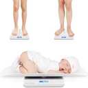 MomMed Baby Scale, Multi-Function Toddler Scale, Baby Scale Digital, Pet Scale, Infant Scale with Hold Function, Blue Backlight, Weight and Height Track 
