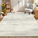Latte&Fog Washable 6x9 Area Rugs, Large Ivory Rug for Living Room, Dining Room, Bedroom, Neutral Floral Vintage Rugs for Kitchen, Dorm, Nursery, Non Slip Soft Carpet for Classrom, Office, Farmhouse