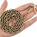 HAHIYO Mini Purse Chain Strap Slim Wide 8mm for LV Length 39.4 inches Extra Thick 4.5mm Black Leather Gold Hardware for Shoulder Cross Body Sling Handbag Wallet Comfortable Flat Metal Strap 1 Pack