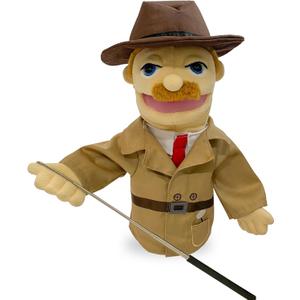 16"Puppet Entriloquist Puppet,Hand Puppets for Kids Plush Detective Puppets for Adults with Removable Mouth Puppets for Kids Ages 4-8Hand Puppets for Adults with Scalable Puppet Control Rod